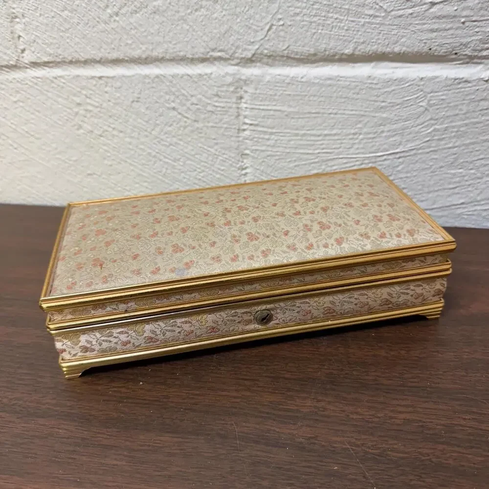 Vintage Red Velvet Jewelry Box - Music Box Working Tested